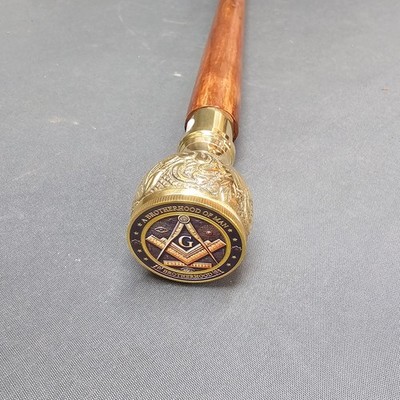 Messing  Holz  Gehstock Spazierstock  Freimaurer Masonic Templer Freemason