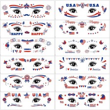 4th of July Tattoos Face - 12Sheets Fourth of July Tattoos Temporary Face Sti...