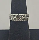 Vintage Sterling Silver Floral Band Ring Size 5.5 Solid 925 Flower Design - 4.2g