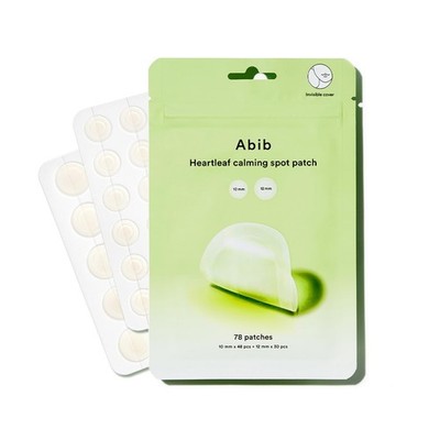 Abib Heartleaf Calming Spot Patch 2 Sizes 78 Patches, Waterproof Pimple...