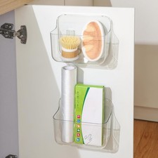 New 2 Pack Adhesive Cabinet Door Organizer Compact Kitchen Under Sink Clear Lid