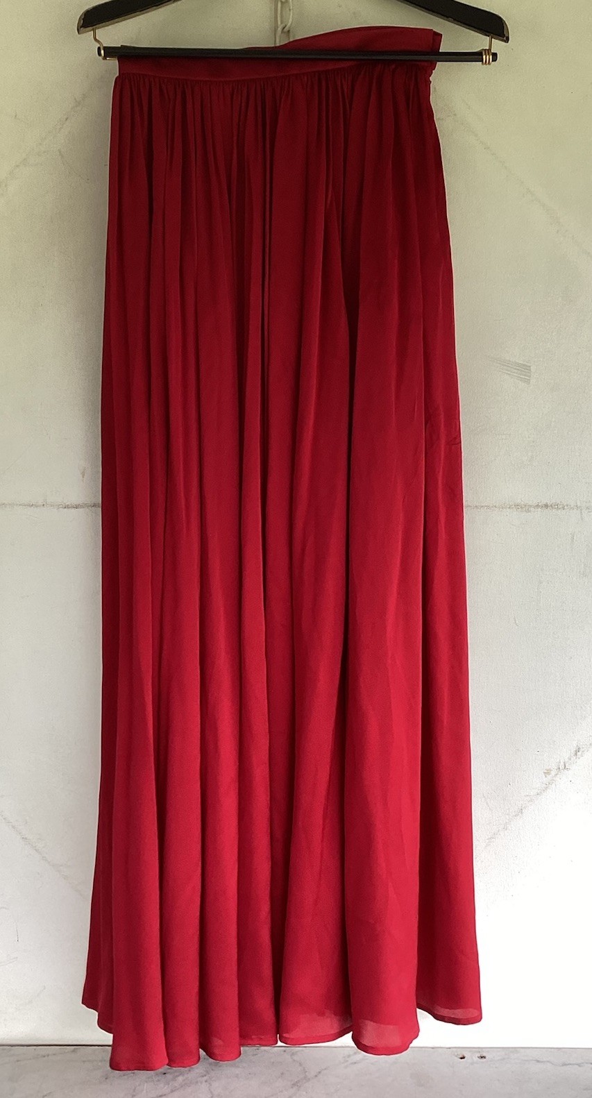 Maxi gonna plissettata seta rossa vintage YVES SAINT LAURENT taglia 38 Francia