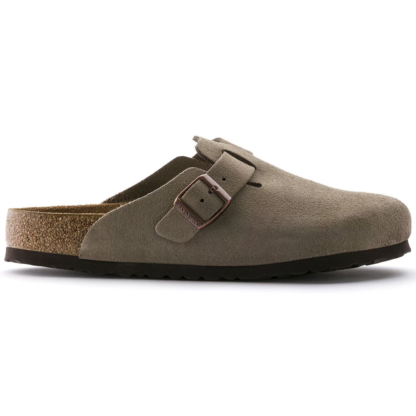 NWT Birkenstock Boston Soft Footbed Suede Leather Clog Taupe Mink Mocha Black 4