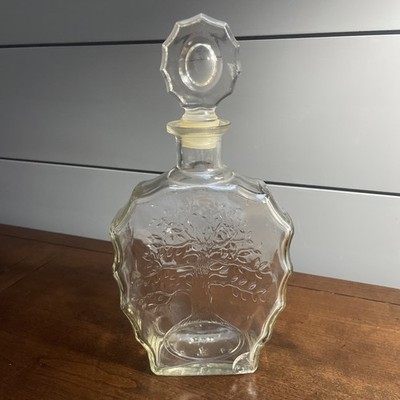 MCM 1951 Anchor Hocking Decanter w/ Tree of Life Pattern & Federal Warning VTG