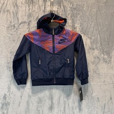 Nike Youth Boys Jacket Windbreaker Hoodie Blue Pattern XS 4Y Full Zip Hooded