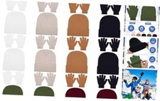 Kids Winter Beanie and Gloves Set Knit Hat Gloves Bulk Warm 32 Muted Color