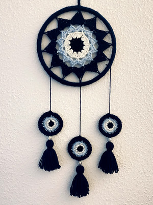 Crochet Mandala Dreamcatcher   Handcrafted Boho Wall Art