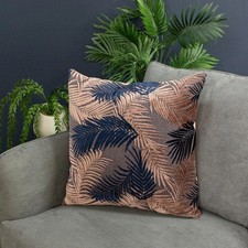 Paoletti Palm Grove Polyester Filled Cushion - Blush/Navy - 50cm x 50cm