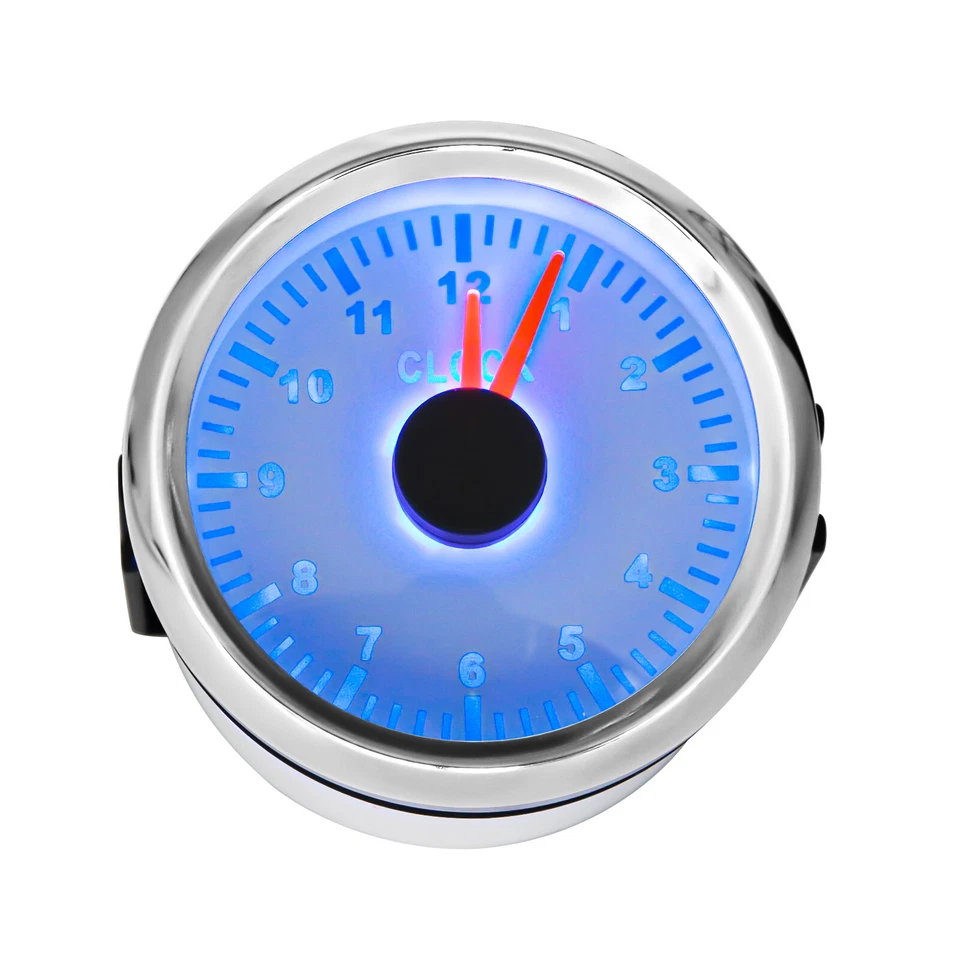 2" 52mm bule Backlight Clock Gauge Clock Meter For Car Truck Marine Boat Yacht   - Image 4 of 4