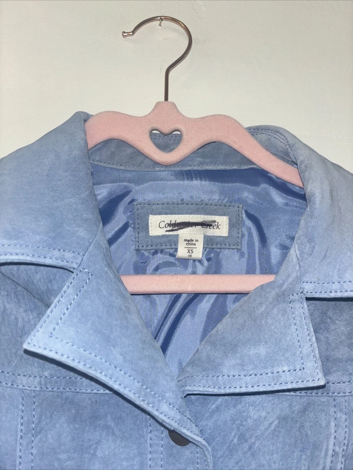 Chaqueta de Cuero para Mujer Talla Xs Azul De Colección Clásica Lujo 100% Cuero Abrigo Y2K Deadst Foto 2 de 4