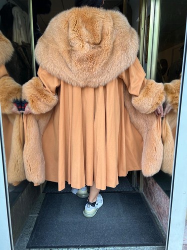 Fox Coat Cashmere with Fox Fur Real Fur L-3XL - Picture 12 of 24