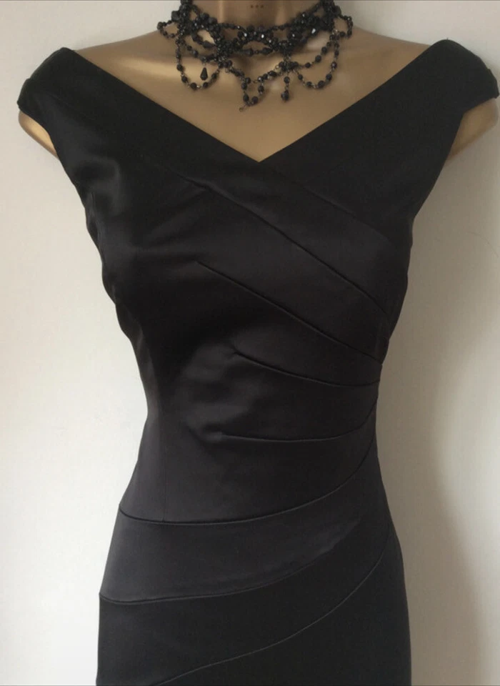 Coast Womens Black Dress UK 18 EU 48 US 14 Evening Cocktail Party Satin - Image 3 of 4