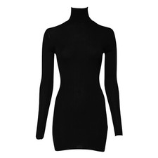 DOLCE & GABBANA Dress Black Long Sleeves Turtle Neck Mini IT36/US2/XXS 1050usd