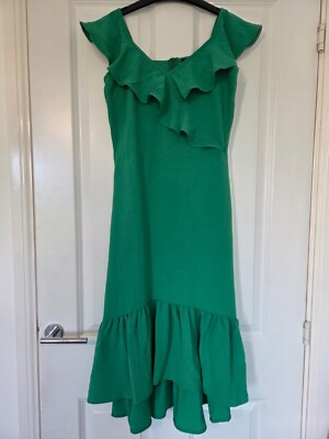 slim fit dress slacks Maisonel Ruched Panel Handkerchief Hem Dress, Lime Green