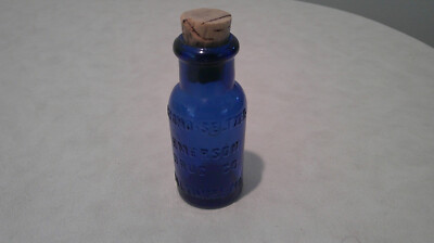 Bromo Seltzer, Emerson Drug Co. Baltimore Maryland, VTG Cobalt Blue with Cork