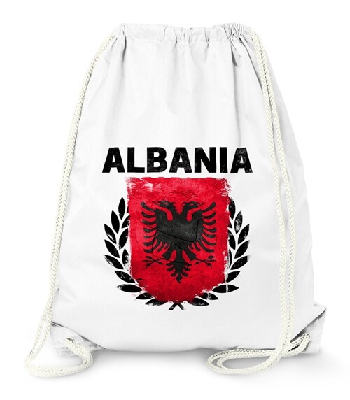 Sacca da calcio EM WM Albania Bandiera Vintage Albania Flag Gymbag Moon Works®, nero, Taglia unica