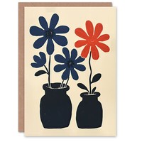 Einfache Rote GäNseblüMchen Blumen TöPfe Volk Geburtstagskarte
