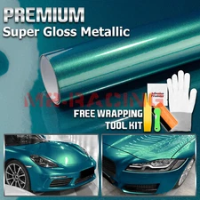 Premium Super Gloss Metallic Peacock Green Vinyl Car Wrap Sticker Decal Sheet