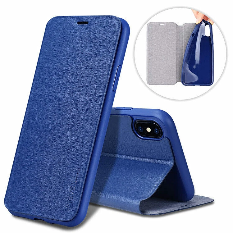 For iPhone X / XS X-Level FIBCOLOR Ult Slim Full Cover Flip Case/Stand ROSE GOLD - Image 3 of 4