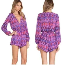 Lovers Friends REVOLVE Womens XS Monday to Friday Romper Fuscia Zig Zag Colorful