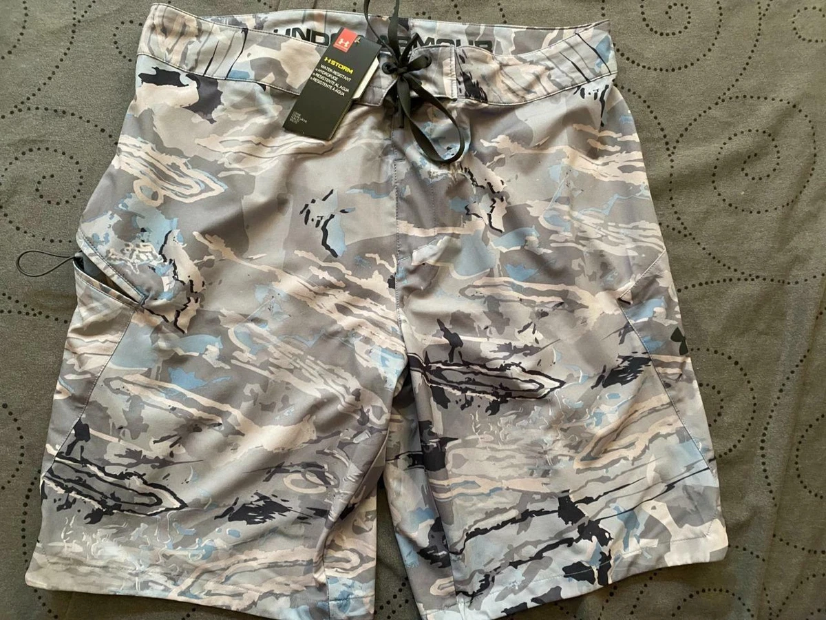 UNDER ARMOUR STORM BOARD FISHING HYDRO CAMO SHORTS SIZE ? MEN NWT AND  DEFECT $