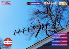 Outdoor Directional HD TV Antenna Digital VHF UHF OTA Pole Splitter Combo