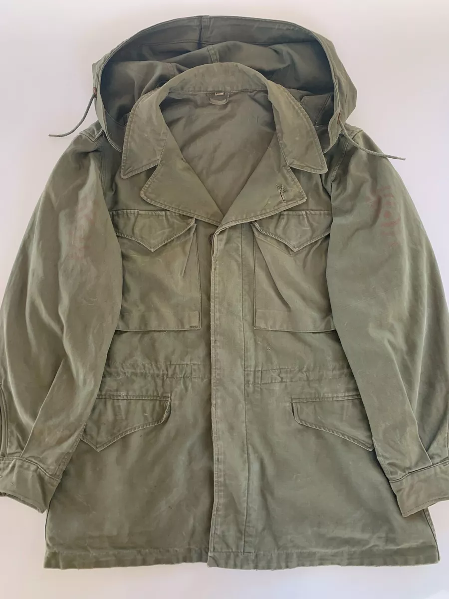 VTG Old M43 Field Jacket Coat w/ Rank OD M1943 38R World War II