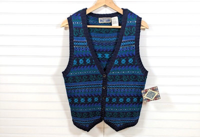 Vintage Erika Classics Sweater Vest Women Sm Buttons Floral Cottage Grandma NWT