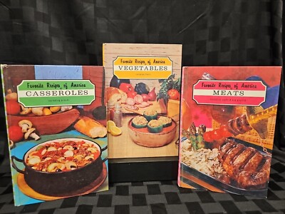 LOT 3 VINTAGE 1966 FAVORITE RECIPES OF AMERICA CASSEROLES, MEATS, VEGETABLES 