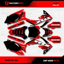 Black & Red Shift Racing Graphics kit fits Honda Crf450 09-12 Crf 450 Decal