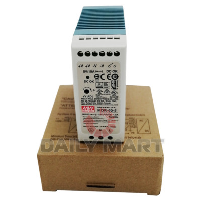 New In Box MEANWELL MDR-60-5 DIN-Rail Power Supply 5V 10A