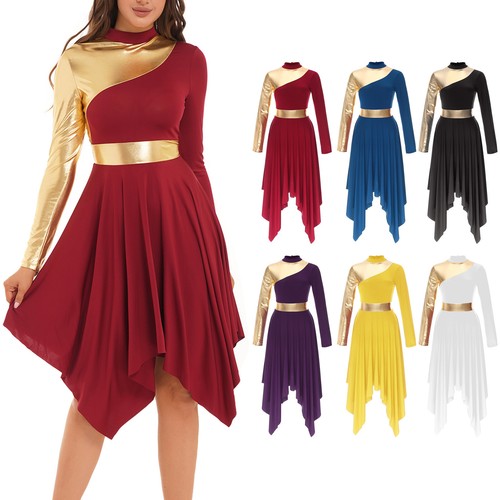 Damen liturgisches Lob Tanzkleid Gottesdienst Kirche glänzende Robe lyrische Tanzbekleidung - Bild 3 von 62