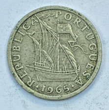 1965 PORTUGAL REPUBLICA PORTUGUESA 2.5 ESCUDOS SAILING SHIP FREE SHIPPING