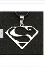 Big SUPERMAN HERO SYMBOL TV COMIC EMBLEM pendant German Silver 20" Necklace Men