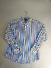 Tommy Hilfiger Mens Shirt XL Multicolor Striped Heritage Poplin Slim Button Down