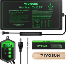 VIVOSUN 10"x 20.75" Seedling Heat Mat and Digital Thermostat Combo Set, UL & MET