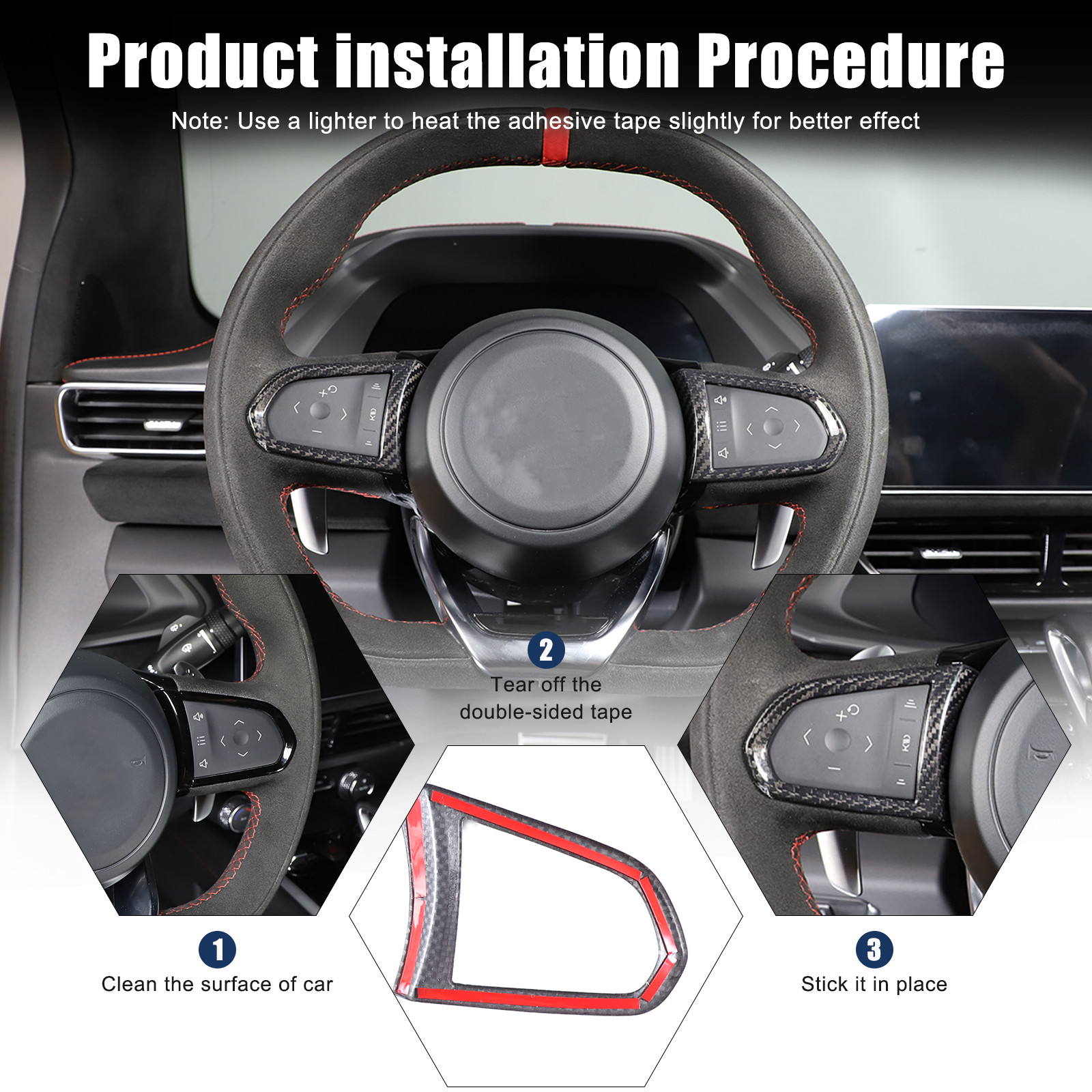 Real Carbon Fiber Steering Wheel Button Cover Trim For Lotus EMIRA 2021-25 US