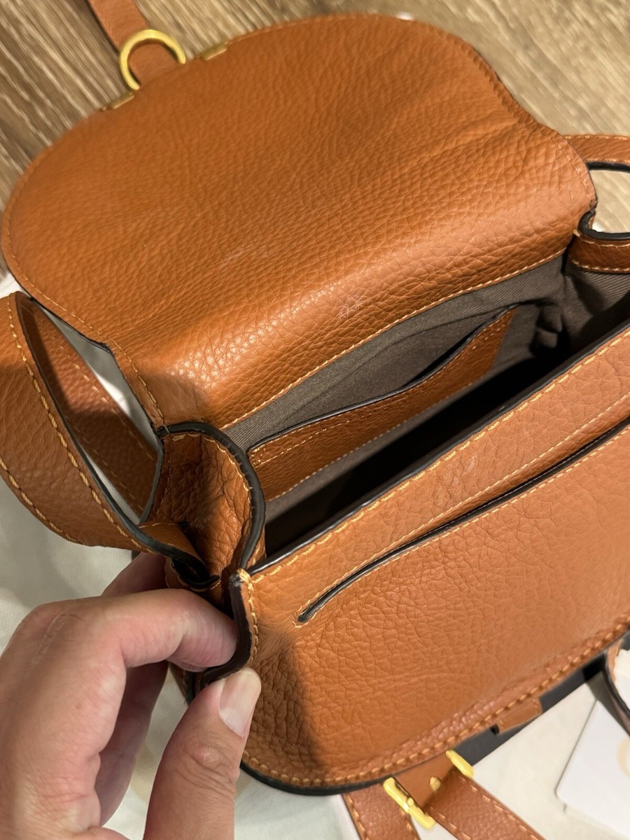 Chloe Marcie Saddle Bag Shoulder Crossbody Small Leather Tan Brown