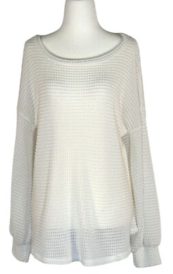 BIBI Size Small Womens Cream Waffle Knit Sweater Cozy Poly-Spandex Blend