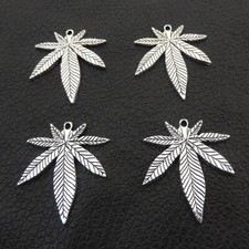 Wholesale Bulk Antique Silver Plated Cannabis Marijuana Leaf Charm Pendants