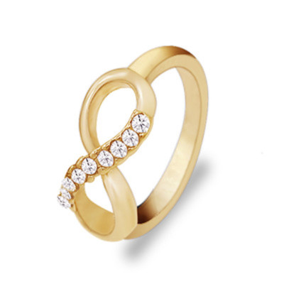 Goldring mit Feingold ''Infinity & Strass'' - Diff. Gr. - Versand aus Frankreich sofort