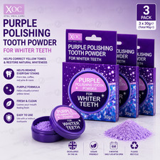 3x XOC Purple Polishing Tooth Powder - Whiter Teeth Stain Removal Oral Care 30g