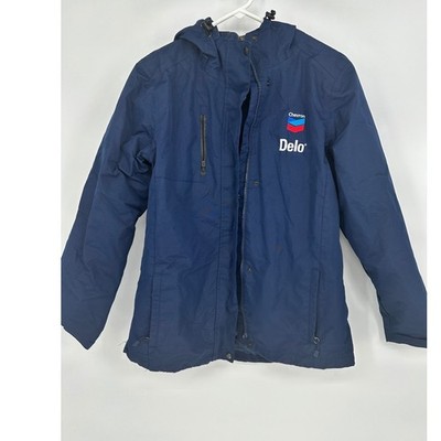 Chevron Delo Full Zip Hooded Jacket Navy Blue Womens L