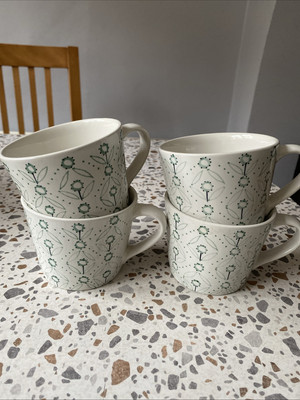 Ikea Kaffeebecher grün Blumen Design 4er Set