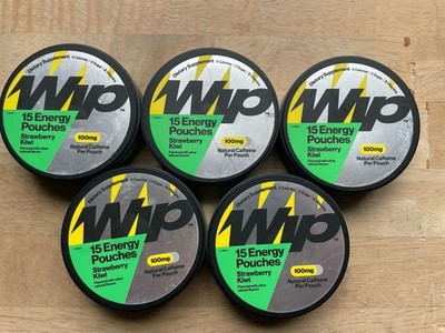 Wip Energy Pouches 100mg Natural 15 Count Strawberry Kiwi  LOT OF 5  BB 02/26
