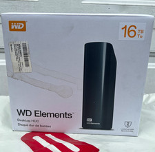 WD Elements 16TB Desktop External HDD USB 3.0 Plug-and-Play Black