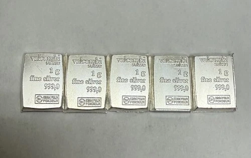 5 x 1-Gram SILVER  999 PURE Valcambi Combibar Swiss Fractional Bullion