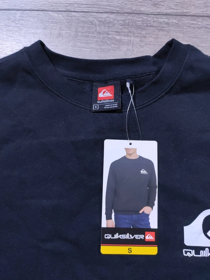 Suéter Quiksilver Adulto Pequeño Negro Cuello Redondo Sudadera Manga Larga Para Hombre Foto 2 de 4