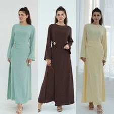 Islamic Abaya Women Muslim Long Sleeve Maxi Dress Turkey Islamic Robes Ramadan