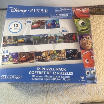 Disney Pixar Puzzle 12 Pack Toy Story Cars Wall-E Nemo & More New!
